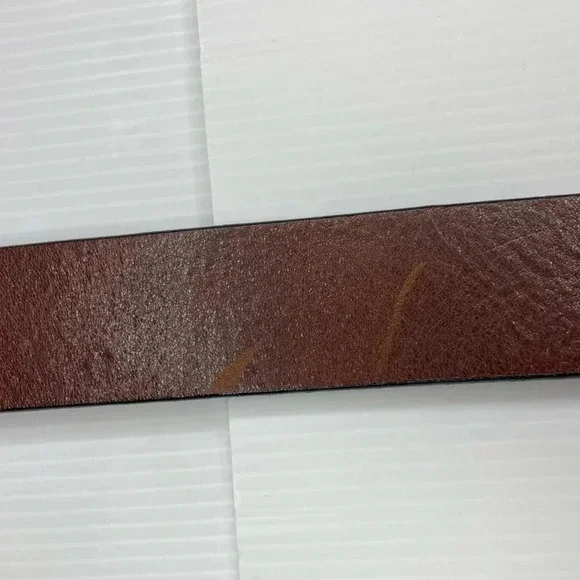 Boconi Nashville Brown Leather Belt Handcrafted Silver Tone Buckle Size 34 - Picture 9 of 10